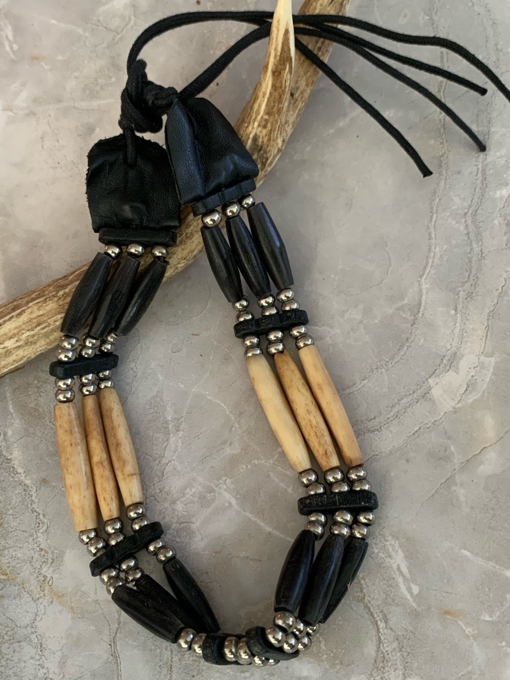 Native American Bone Hair Pipe Choker Necklace Vintage